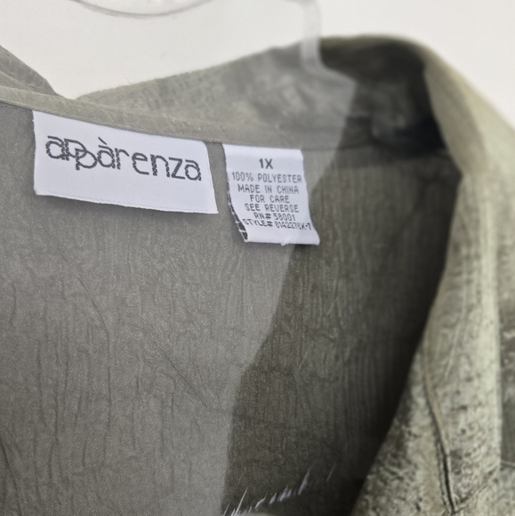 Apparenza Silk Short Sleeve Blouse Olive Green EUC 1X - Picture 2 of 6